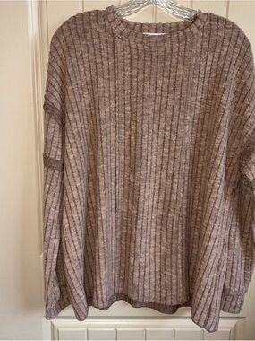 Women's Ribbed Crew Neck Sweater - Taupe